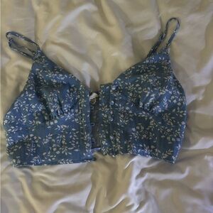 Blue Floral Crop Top